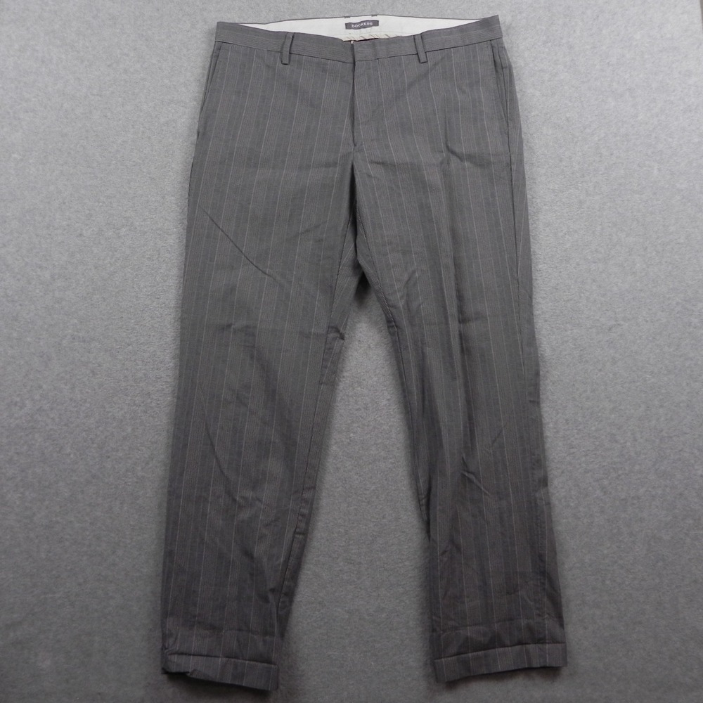 Dockers Pants Mens 36x32 Dress Suit Khaki Cotton Business Flat Front‎ Gray Plaid